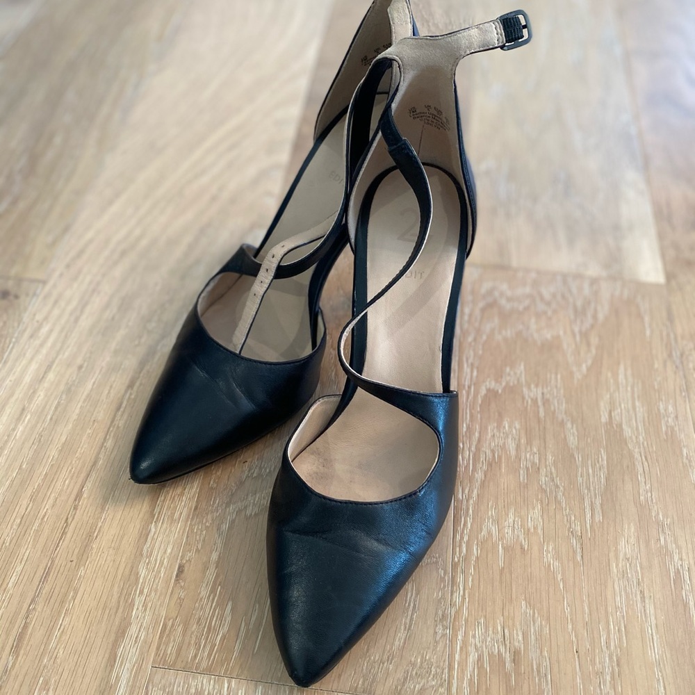 Naturalizer Black Leather Strappy Heels